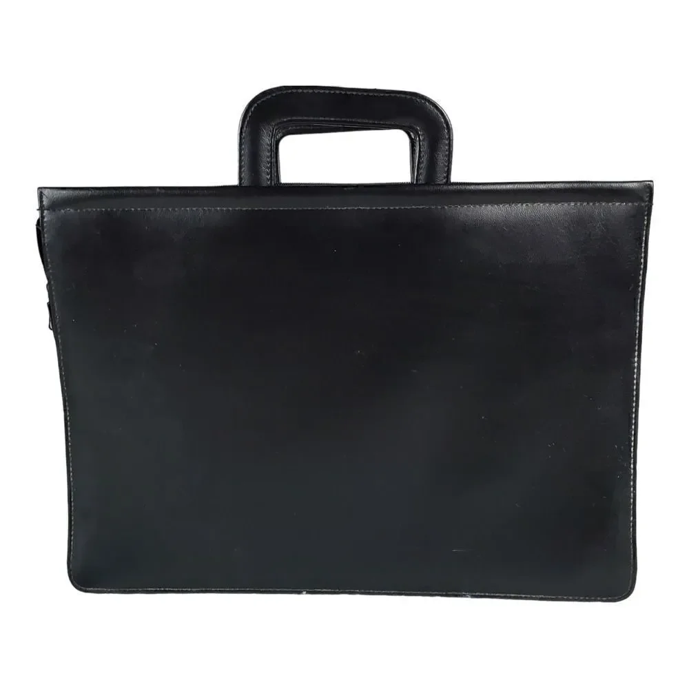 Attaché Organizer Briefcase Expandable Black Vinyl Retractable Handles Portfolio